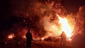 İznik'teki sazlık yangınına müdahale sürüyor