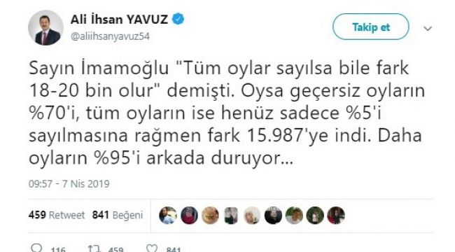 AK Parti İstanbul'da tüm oyların sayılması için YSK'ya başvurdu