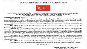 İletişim standartlarını Cumhurbaşkanlığı İletişim Başkanlığı belirleyecek