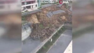 Başakşehir'de toprağın kaymaya anı kameralara yansıdı