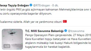 Cumhurbaşkanı Erdoğan'dan "Pençe" operasyonu mesajı