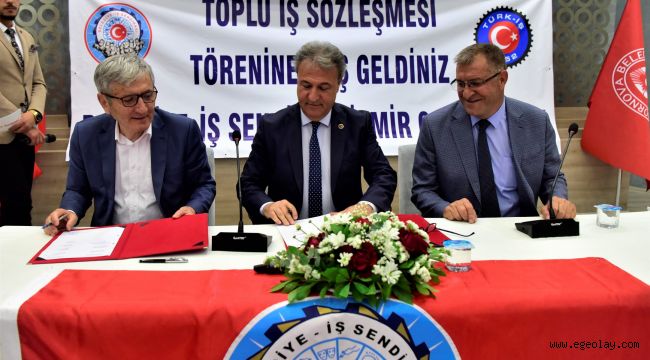 Bornova Belediyesi'nin İZBAŞ şirketinde sözleşme sevinci
