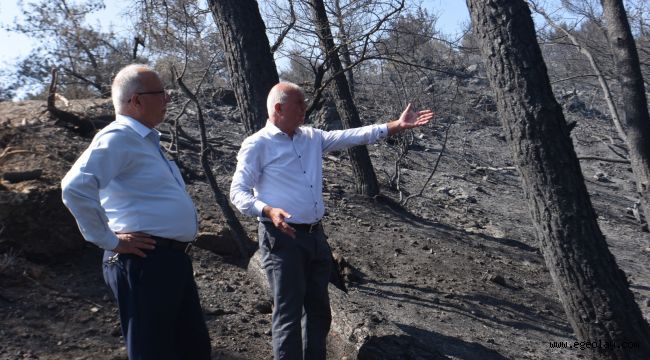 Kemalpaşa Belediye Başkanı Yangından Zarar Gören Tırazlı ve Menderes'e gitti