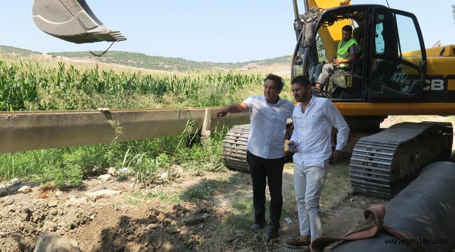 Foça'da Yeni içme suyu hattı için ilk kelepçe vuruldu 