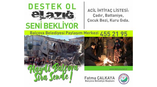 Balçova'dan Elazığ'a dost eli