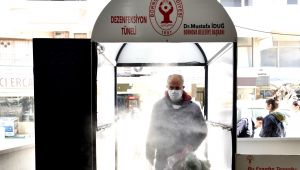 Bornova'daki tüm pazarlara dezenfektan tüneli