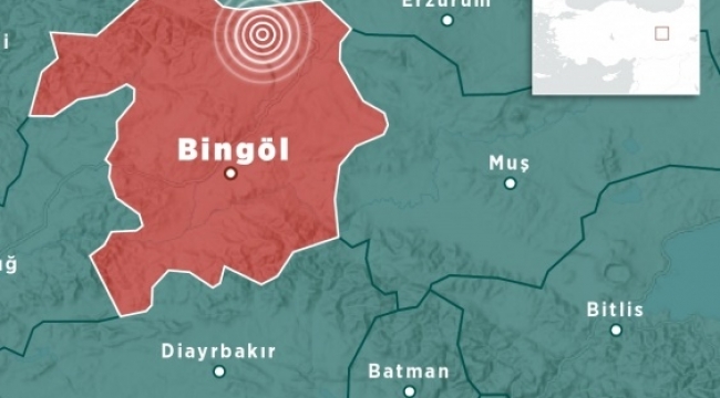 Bingöl Karlıova'da 5,7 büyüklüğünde deprem
