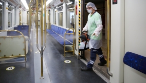 Metro ve tramvay vagonlarına günde 491 kez dezenfeksiyon