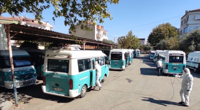 Ödemiş'te Koronavirüs önlemleri: Şehir içi minibüsleri dezenfekte ediliyor