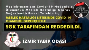 İzmir Tabip Odası: Covid-19 Meslek Hastalığı Kabul Edilsin