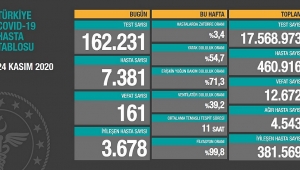 Son 24 saatte 7 bin 381 koronavirüs hastası tespit edildi, 161 kişi yaşamını yitirdi