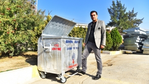 Bornova'da çöp konteynerleri pedallı sistemle yenileniyor