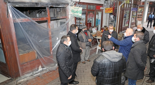 Menteşe Belediyesi'nden yangında zarar gören işyerlerine destek 