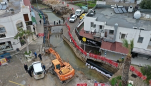 Bodrum'da Yağmur Suyu Drenaj Çalışmaları Devam Ediyor