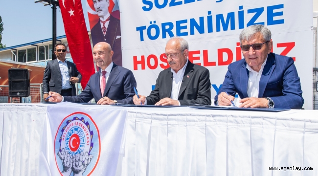 CHP Genel Başkanı Kemal Kılıçdaroğlu da katıldı İzmir'de 5 bin 248 işçiyi sevindiren TİS imzası