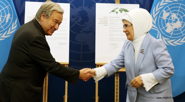 Emine Erdoğan ve BM Genel Sekreteri Guterres "Sıfır Atık Projesi" için iyi niyet beyanı imzaladı