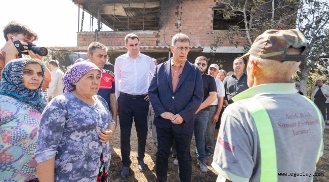 Başkan Tugay yangından etkilenen vatandaşları ziyaret etti