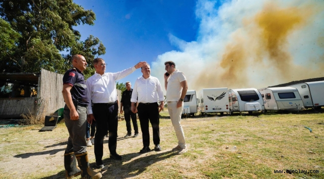 Başkan Tugay Urla'da yangın bölgesinde incelemelerde bulundu
