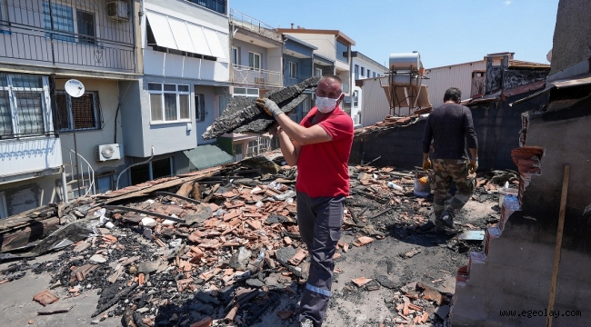 Gaziemir Belediyesi'nden yangında zarar gören evlere yardım eli 